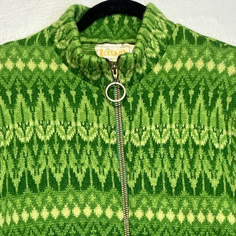 Vtg Iceland Jersey Modeller Sweden Front Zip Sweater Hans Heitsch Wool Size L - Picture 2 of 12